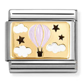 Nomination Composable Classic Link 030289/16 Pink Hot Air Balloon in 18K Gold & Enamel